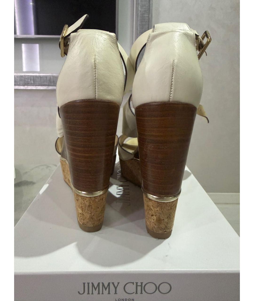 JIMMY CHOO Бежевые кожаные босоножки, фото 4