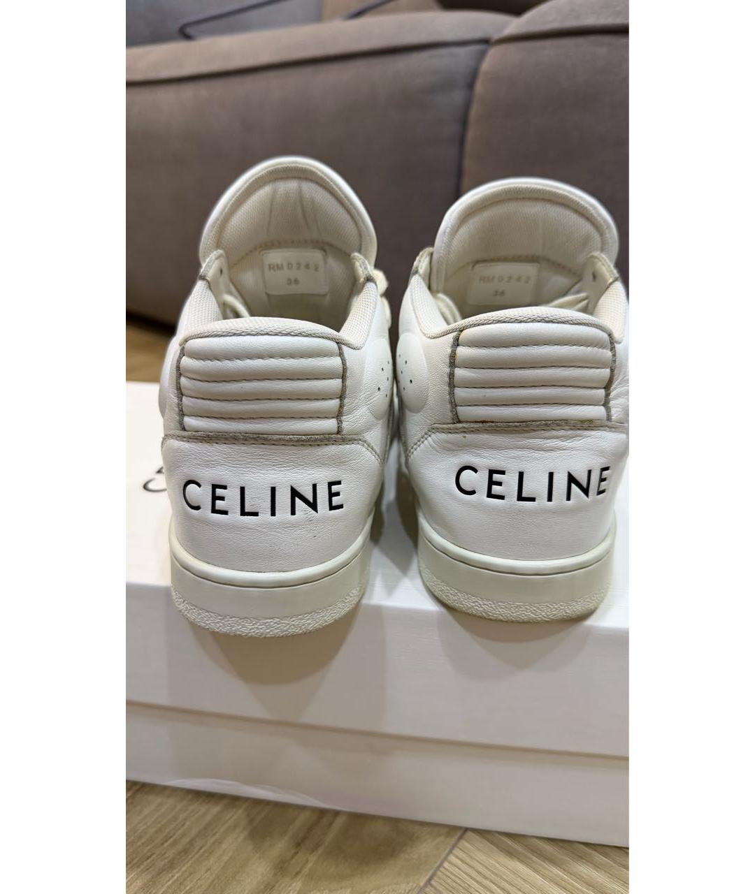 CELINE Белые кожаные кеды, фото 4