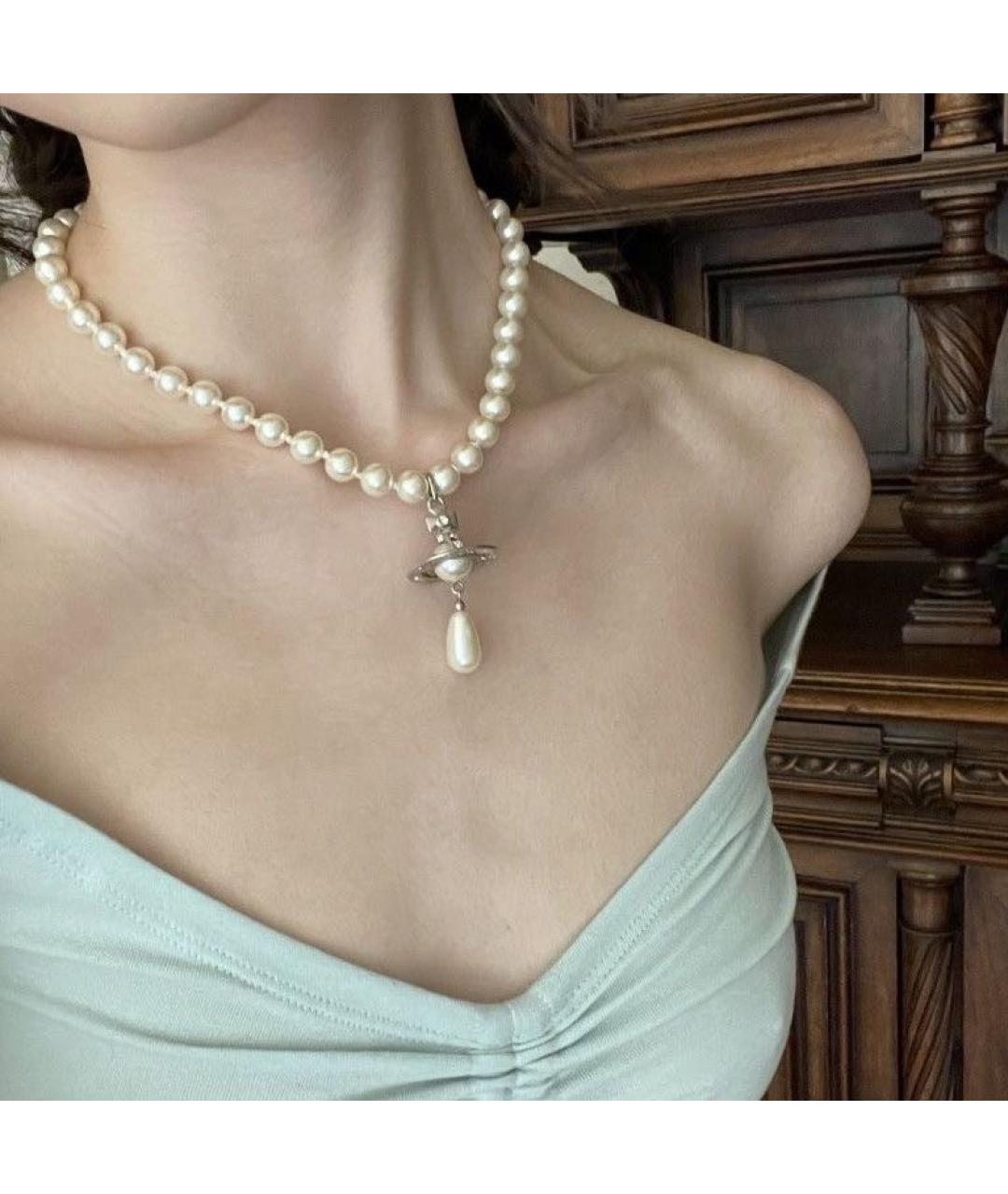 VIVIENNE WESTWOOD Белое жемчужное колье, фото 4
