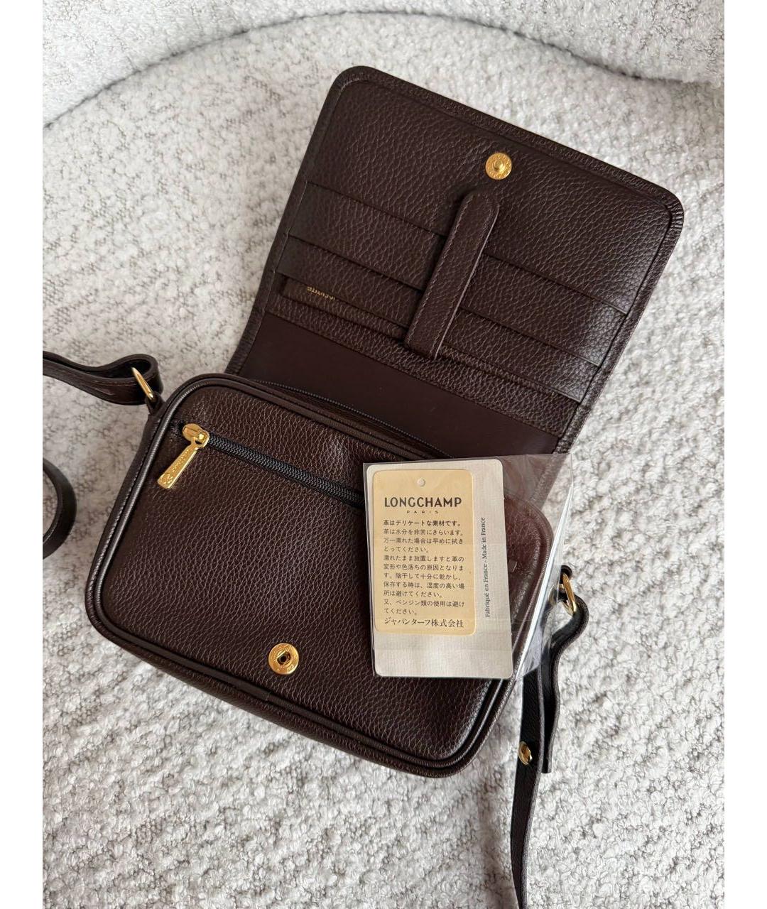 LONGCHAMP Коричневая кожаная сумка через плечо, фото 7
