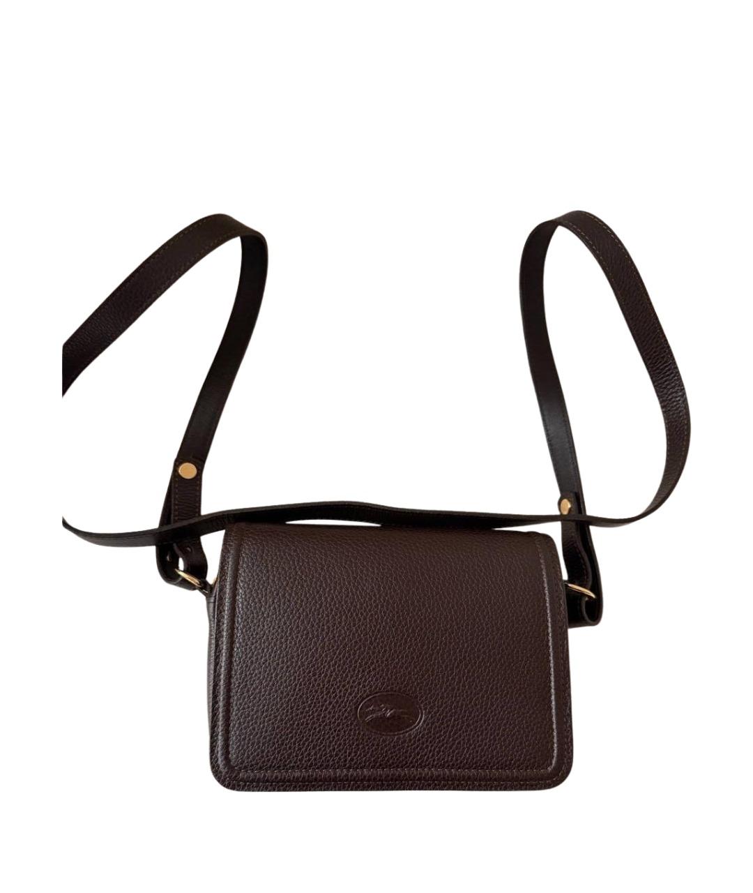 LONGCHAMP Коричневая кожаная сумка через плечо, фото 1