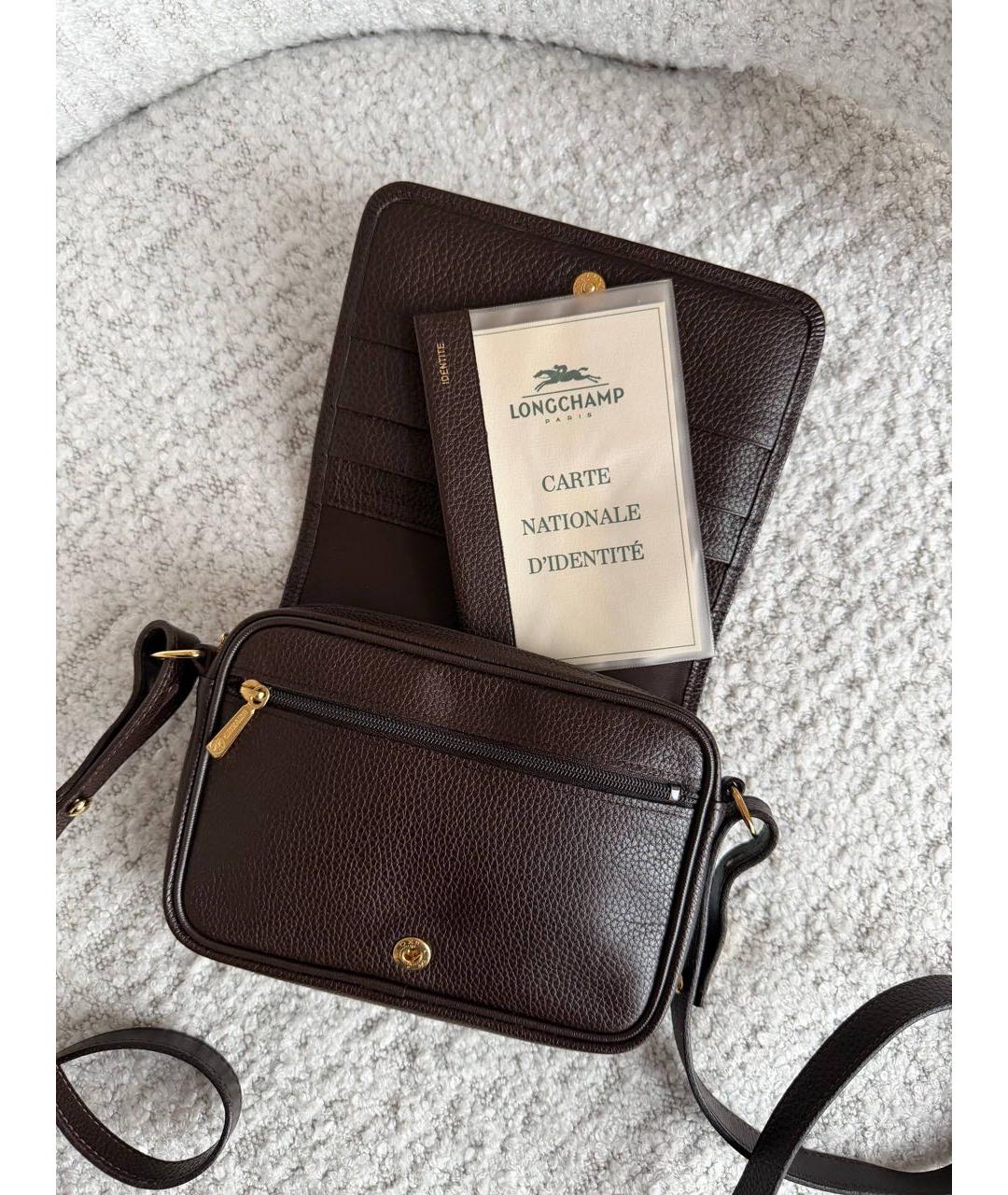 LONGCHAMP Коричневая кожаная сумка через плечо, фото 6