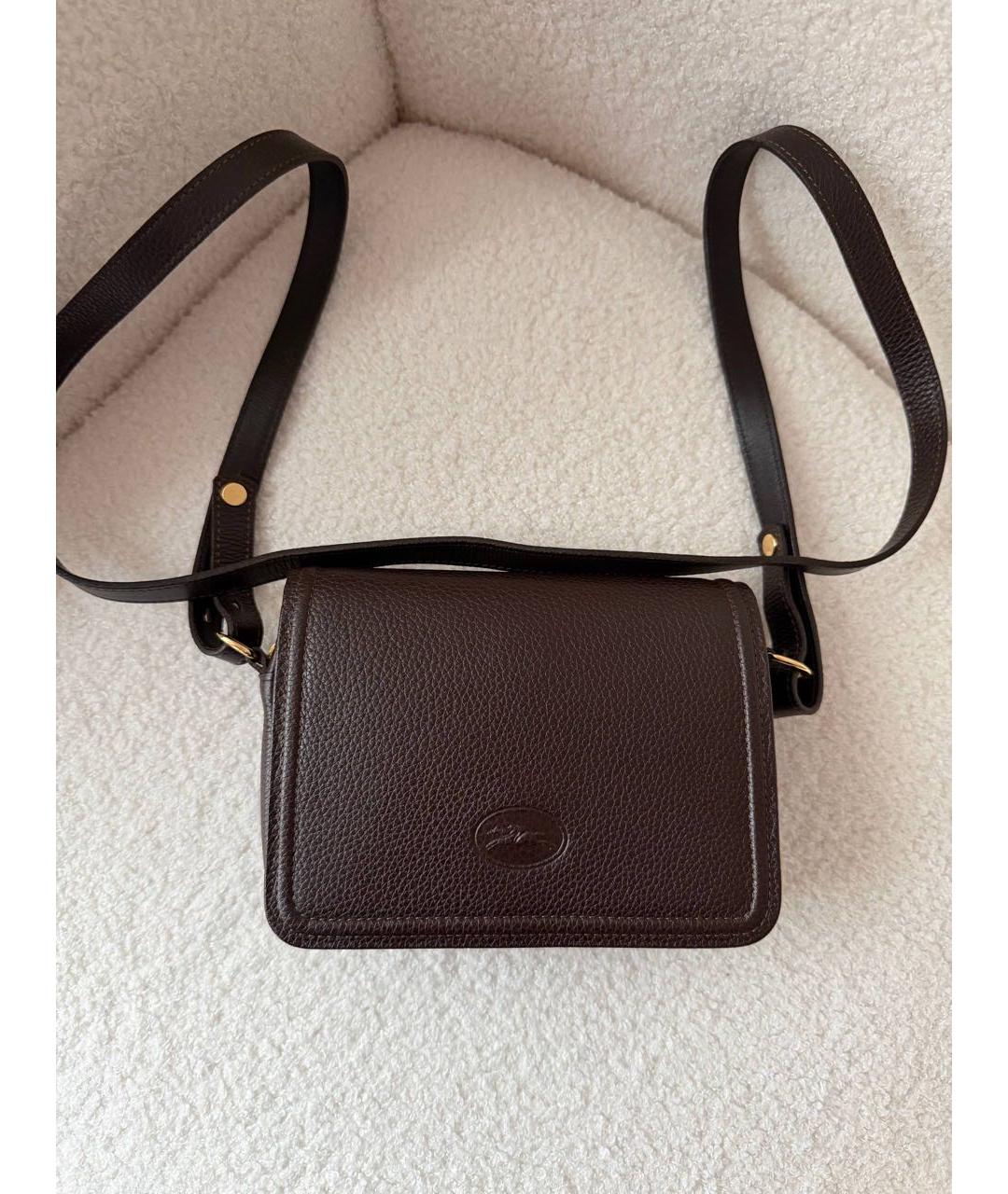 LONGCHAMP Коричневая кожаная сумка через плечо, фото 9