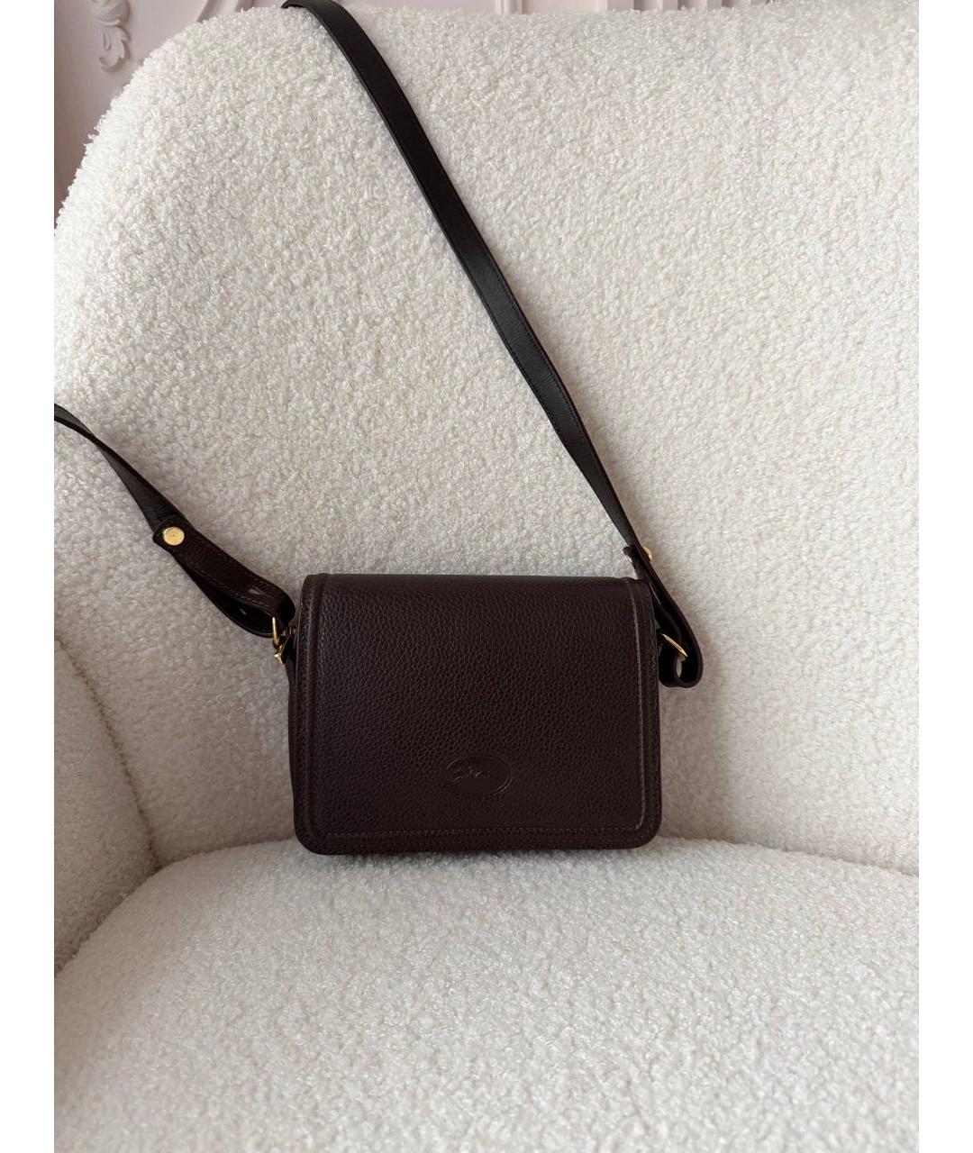 LONGCHAMP Коричневая кожаная сумка через плечо, фото 5