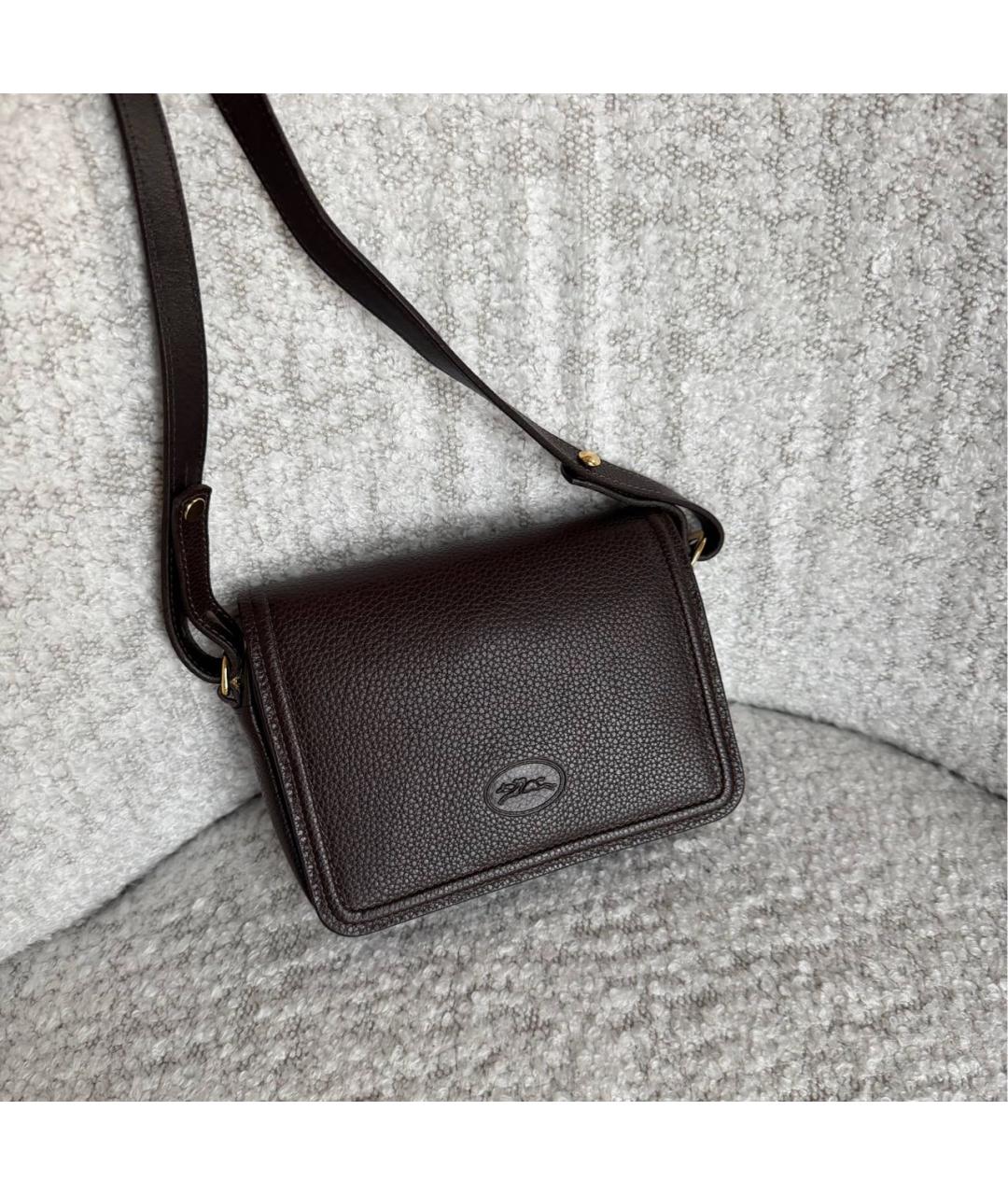 LONGCHAMP Коричневая кожаная сумка через плечо, фото 2
