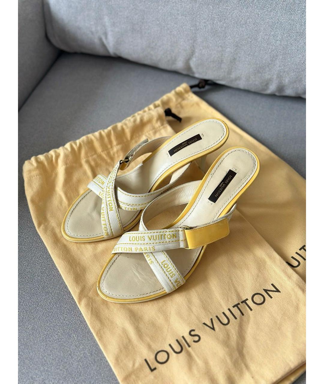 LOUIS VUITTON Желтые текстильные мюли, фото 2