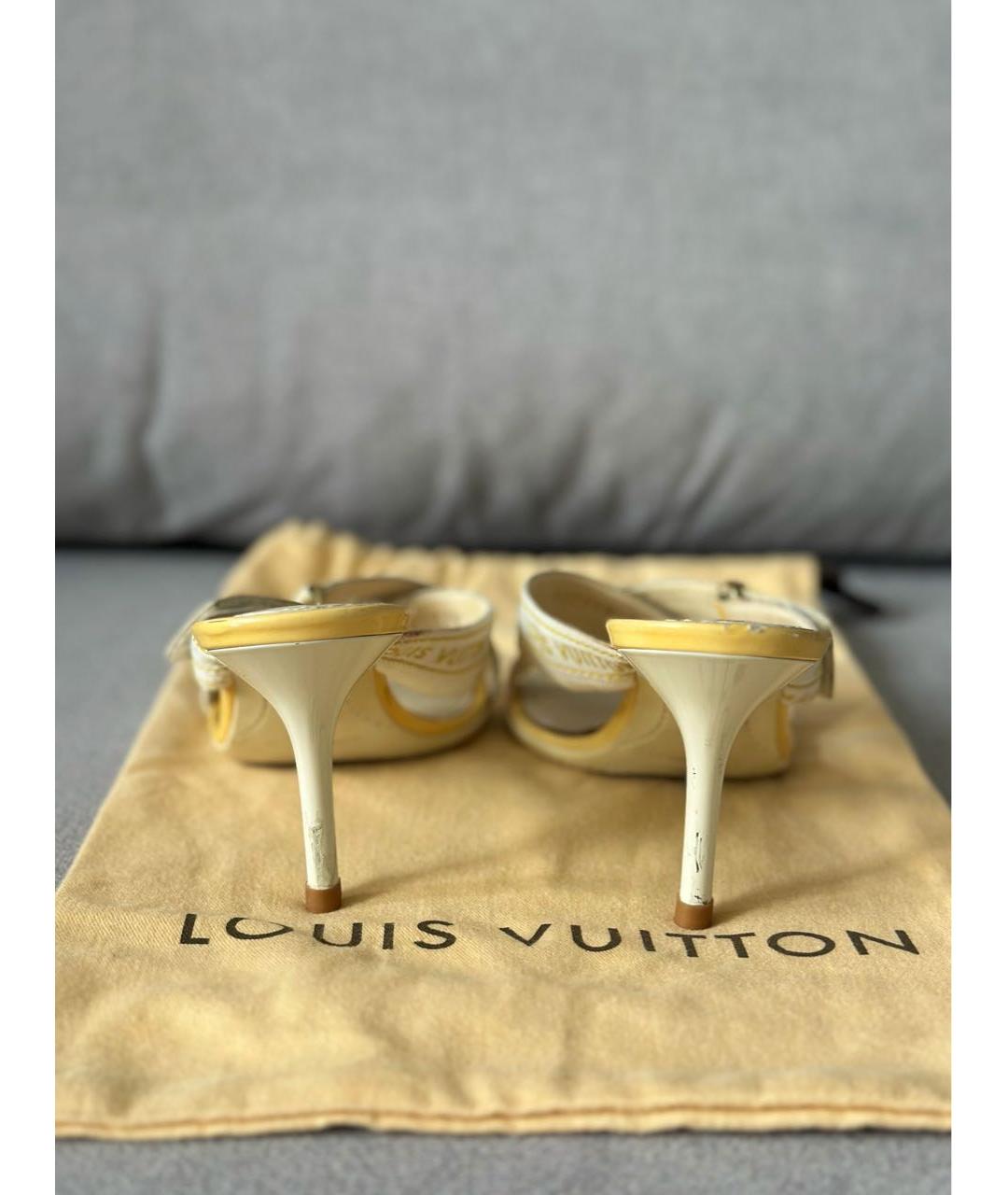 LOUIS VUITTON Желтые текстильные мюли, фото 6