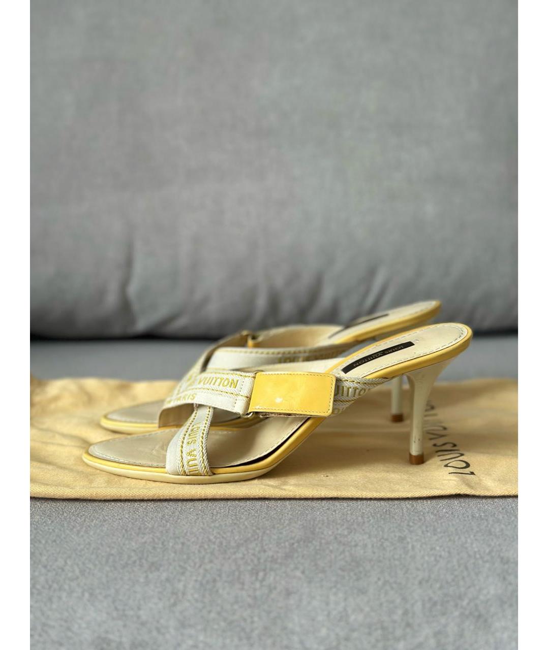 LOUIS VUITTON Желтые текстильные мюли, фото 4