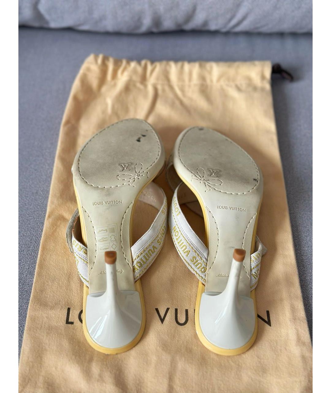 LOUIS VUITTON Желтые текстильные мюли, фото 7