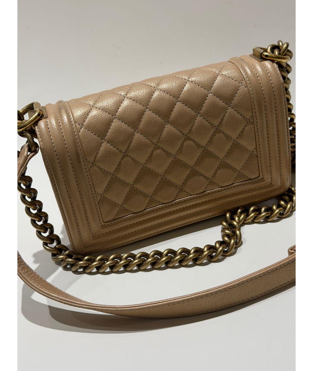 CHANEL Бежевая кожаная сумка через плечо, фото 2