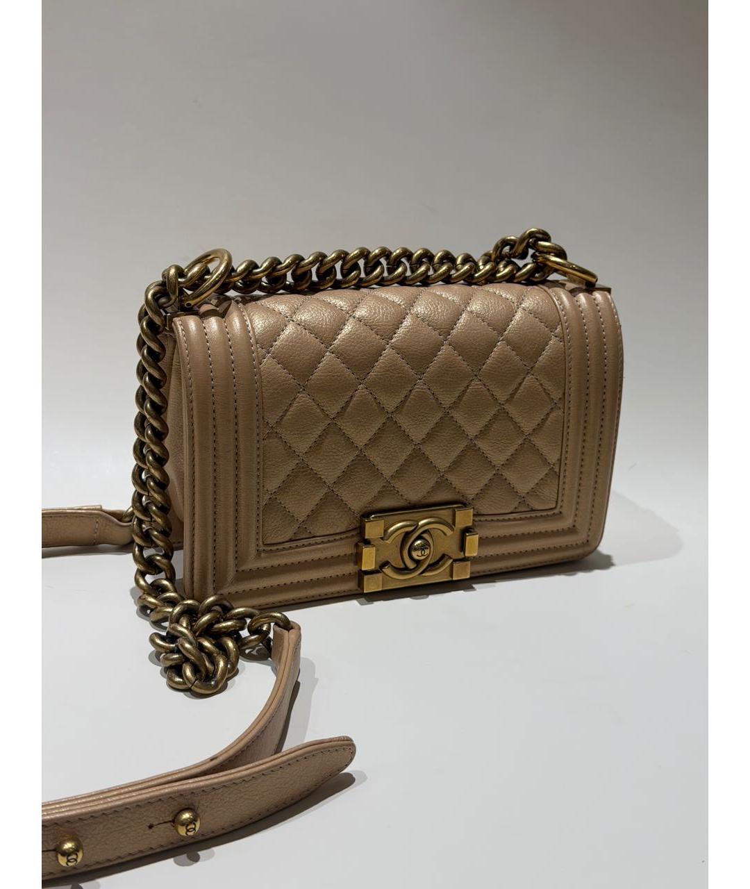 CHANEL Бежевая кожаная сумка через плечо, фото 9