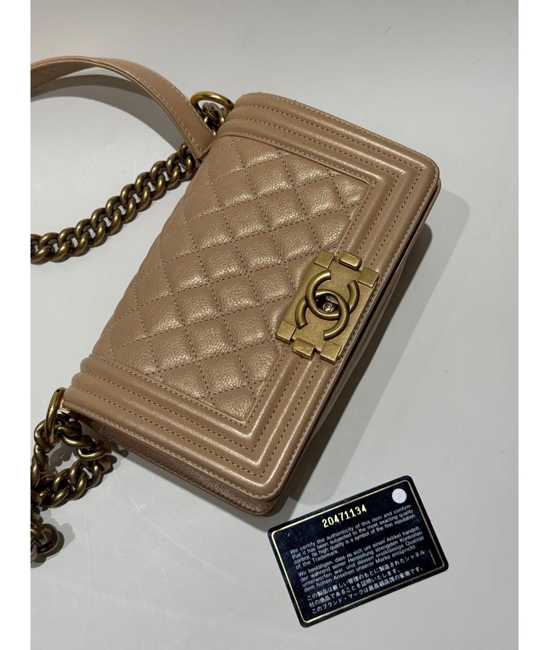 CHANEL Бежевая кожаная сумка через плечо, фото 8