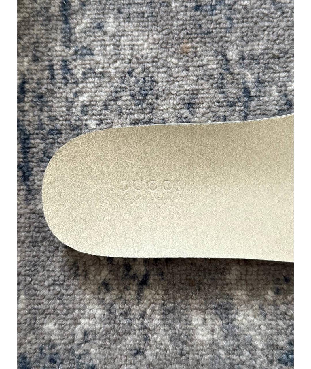 GUCCI Бежевые кожаные кроссовки, фото 7