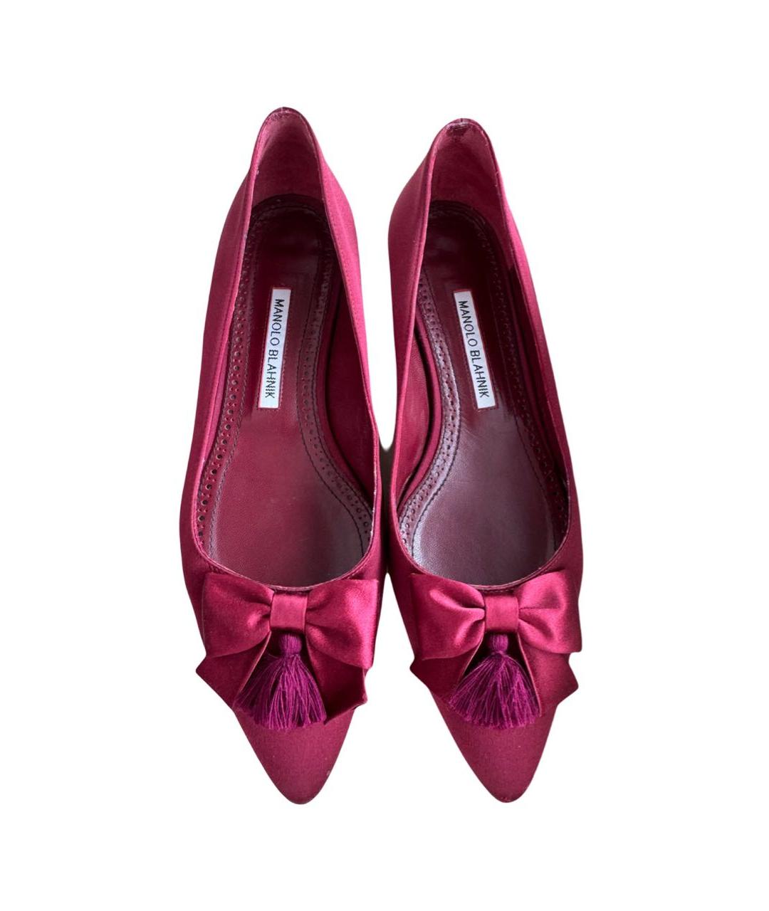 MANOLO BLAHNIK Бордовые текстильные босоножки, фото 8