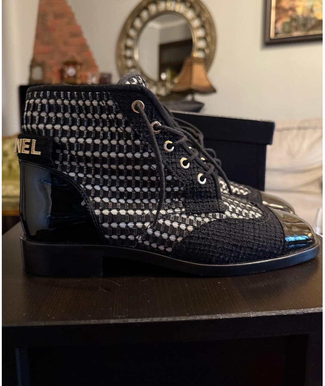 CHANEL Черные текстильные ботильоны, фото 7