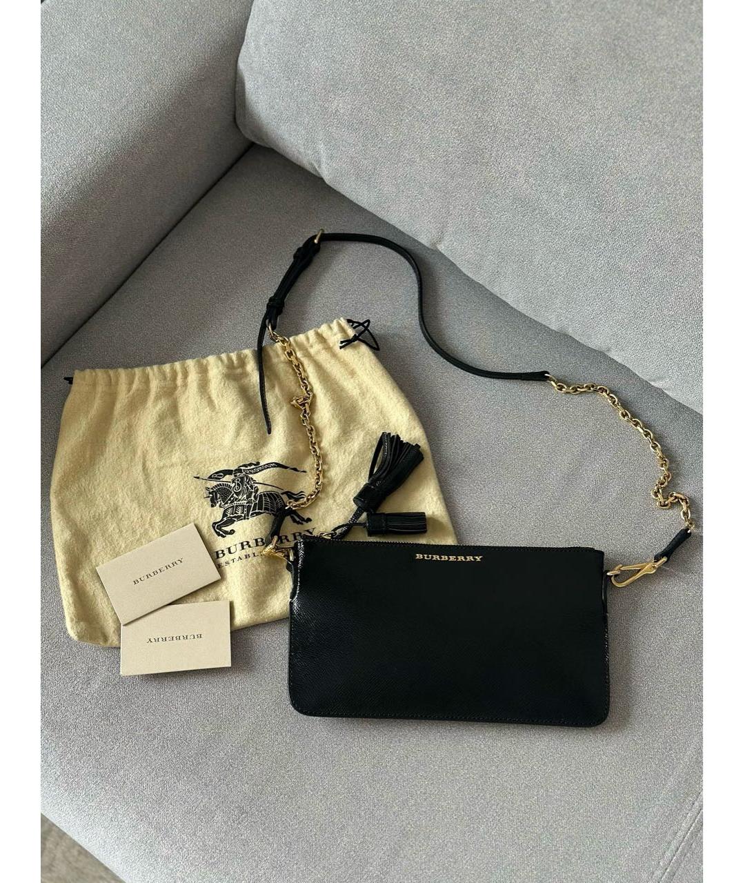 BURBERRY Черная кожаная сумка через плечо, фото 2