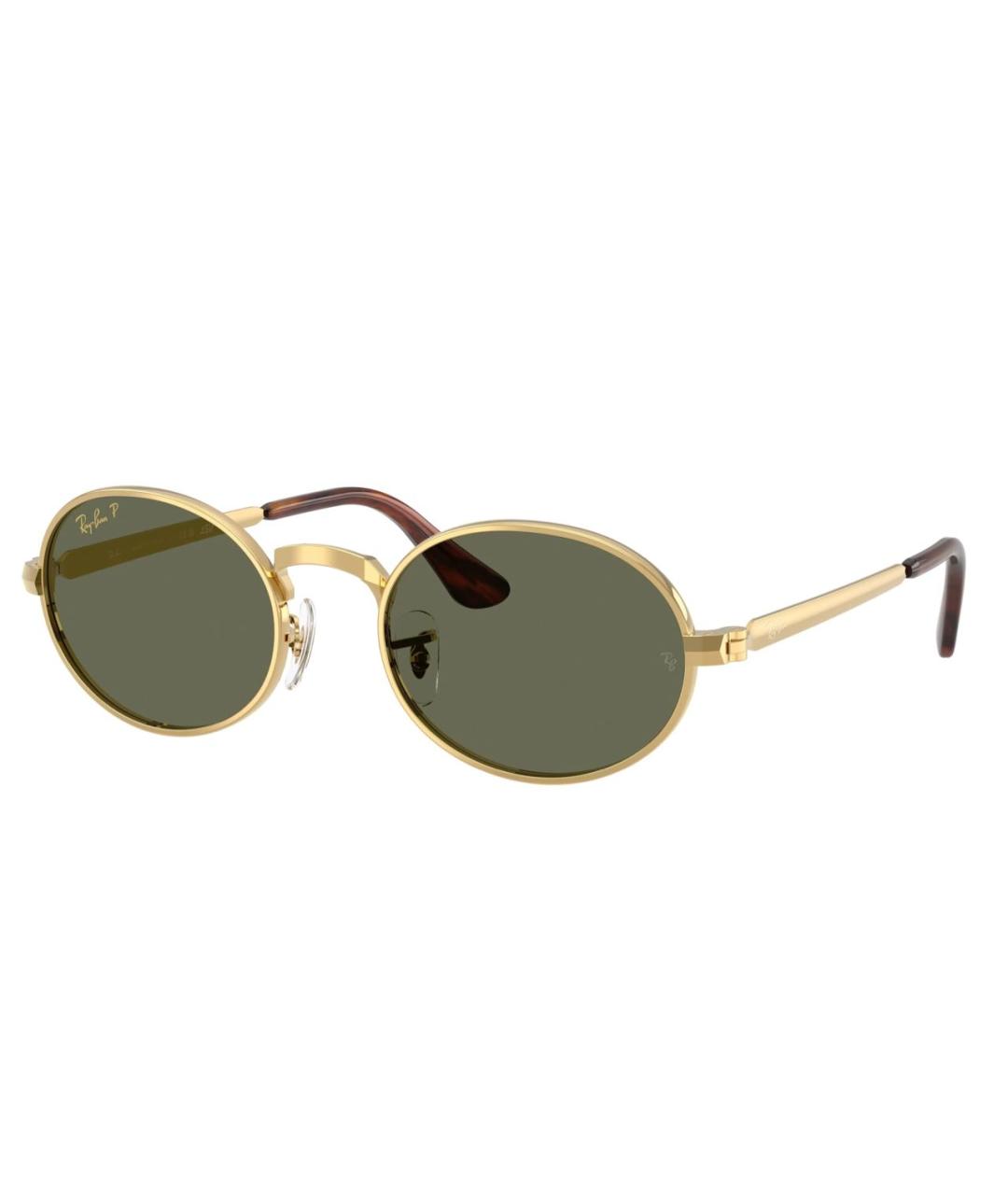 RAY BAN Золотые металлические солнцезащитные очки, фото 1