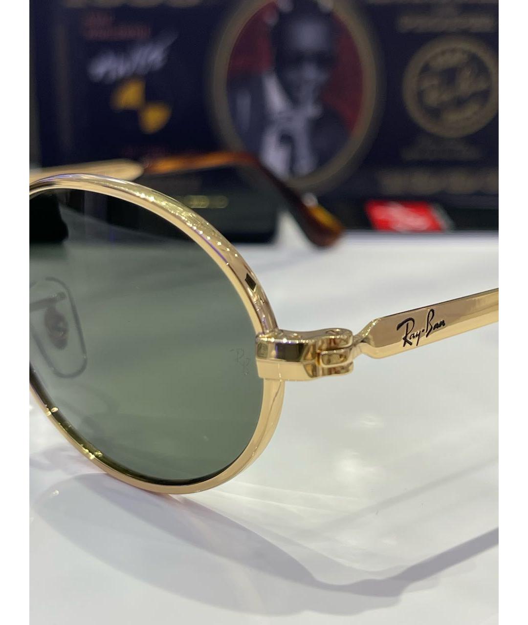 RAY BAN Золотые металлические солнцезащитные очки, фото 5