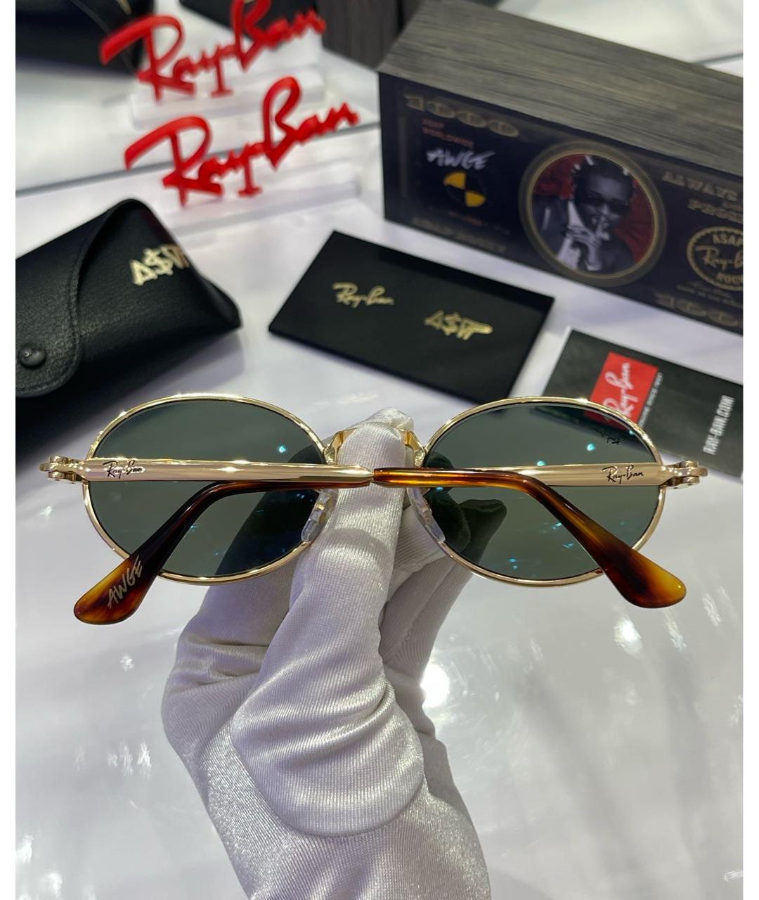 RAY BAN Золотые металлические солнцезащитные очки, фото 4