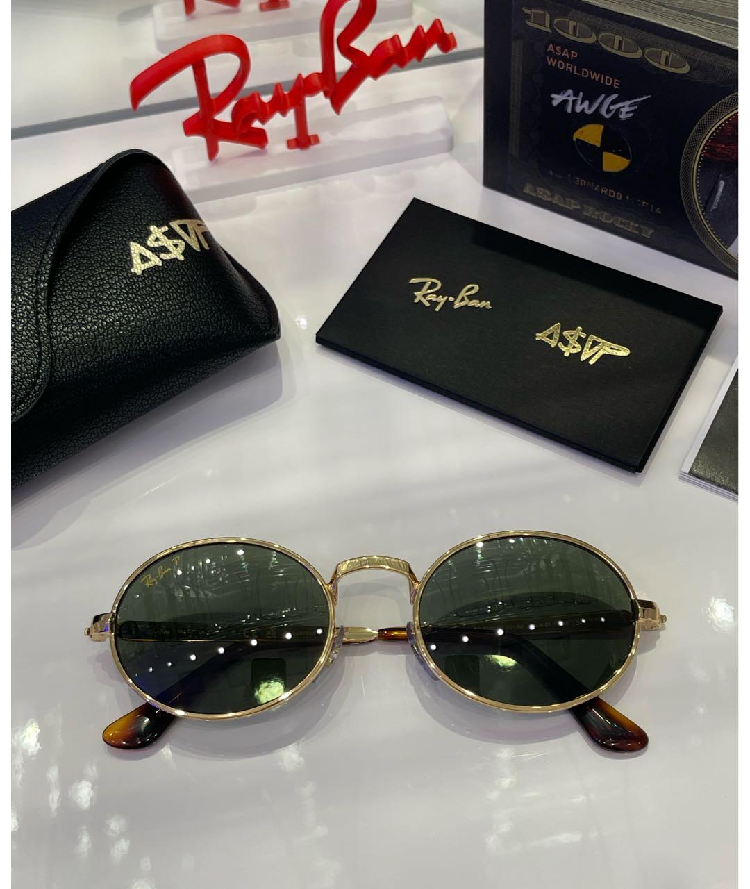 RAY BAN Золотые металлические солнцезащитные очки, фото 7