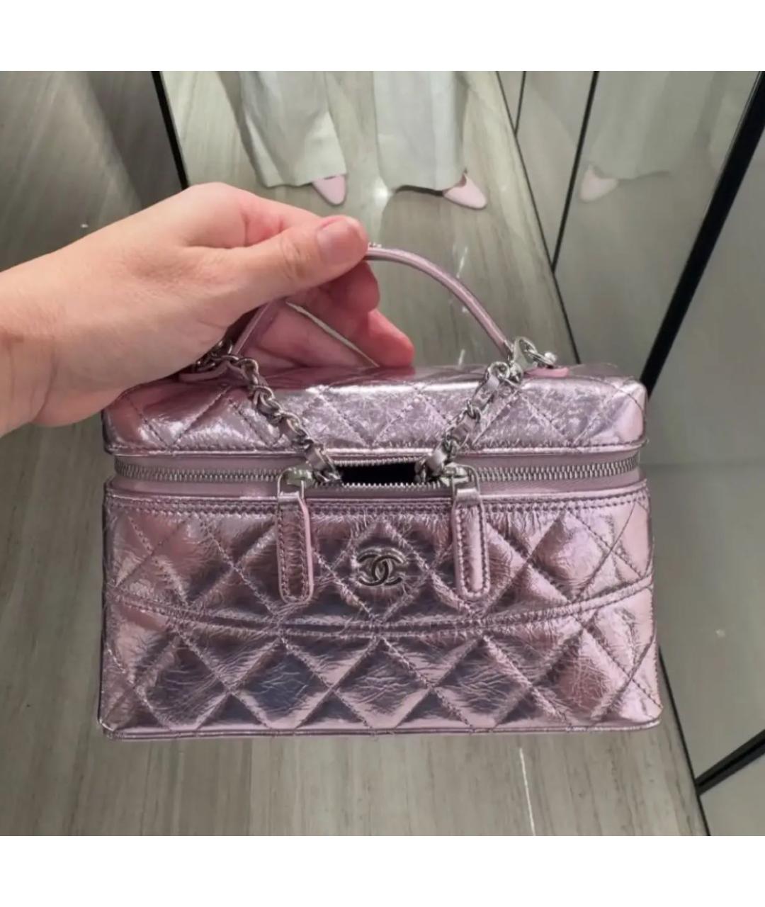 CHANEL Розовая сумка с короткими ручками из лакированной кожи, фото 4