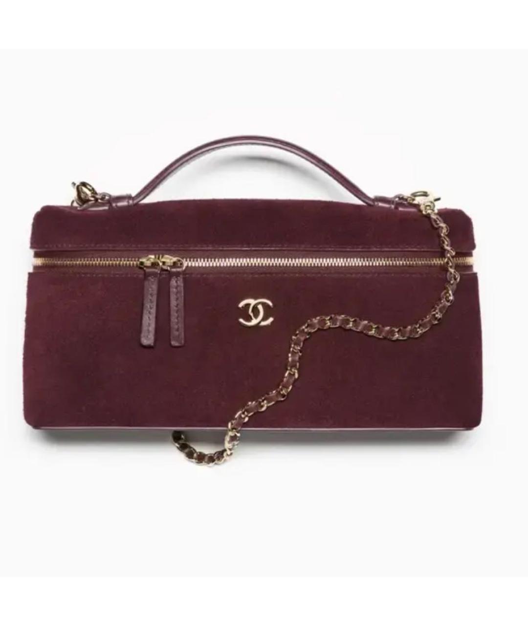 CHANEL Бордовая замшевая сумка с короткими ручками, фото 6