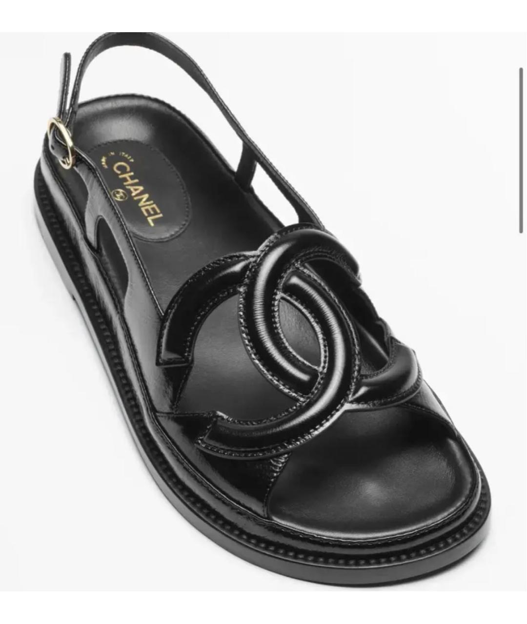 CHANEL Черные кожаные сандалии, фото 3