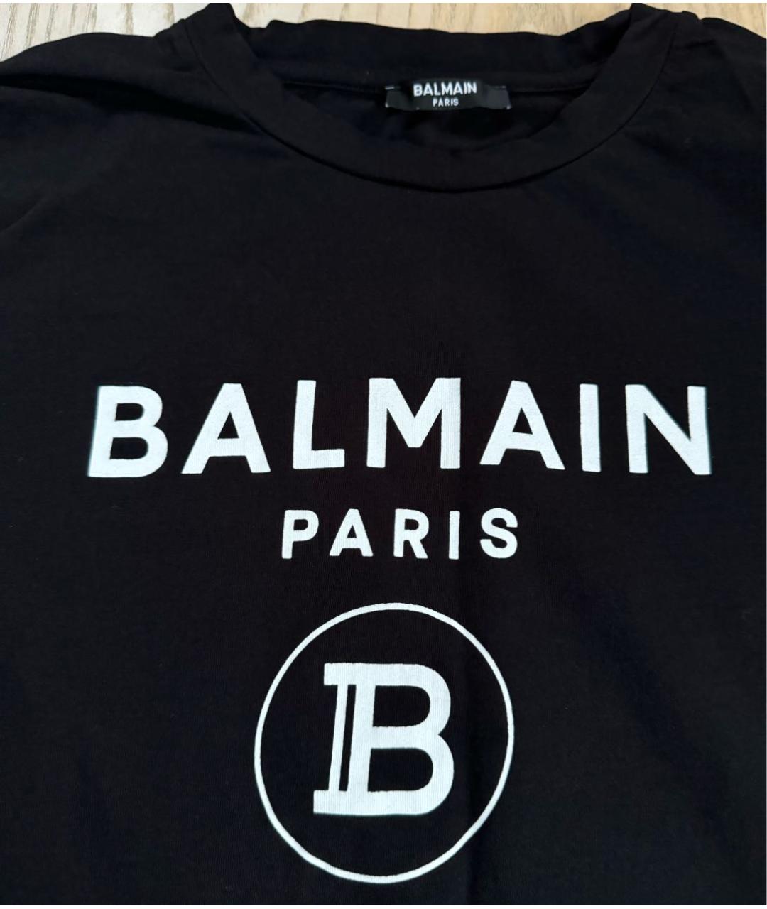 BALMAIN Черная хлопковая футболка, фото 3