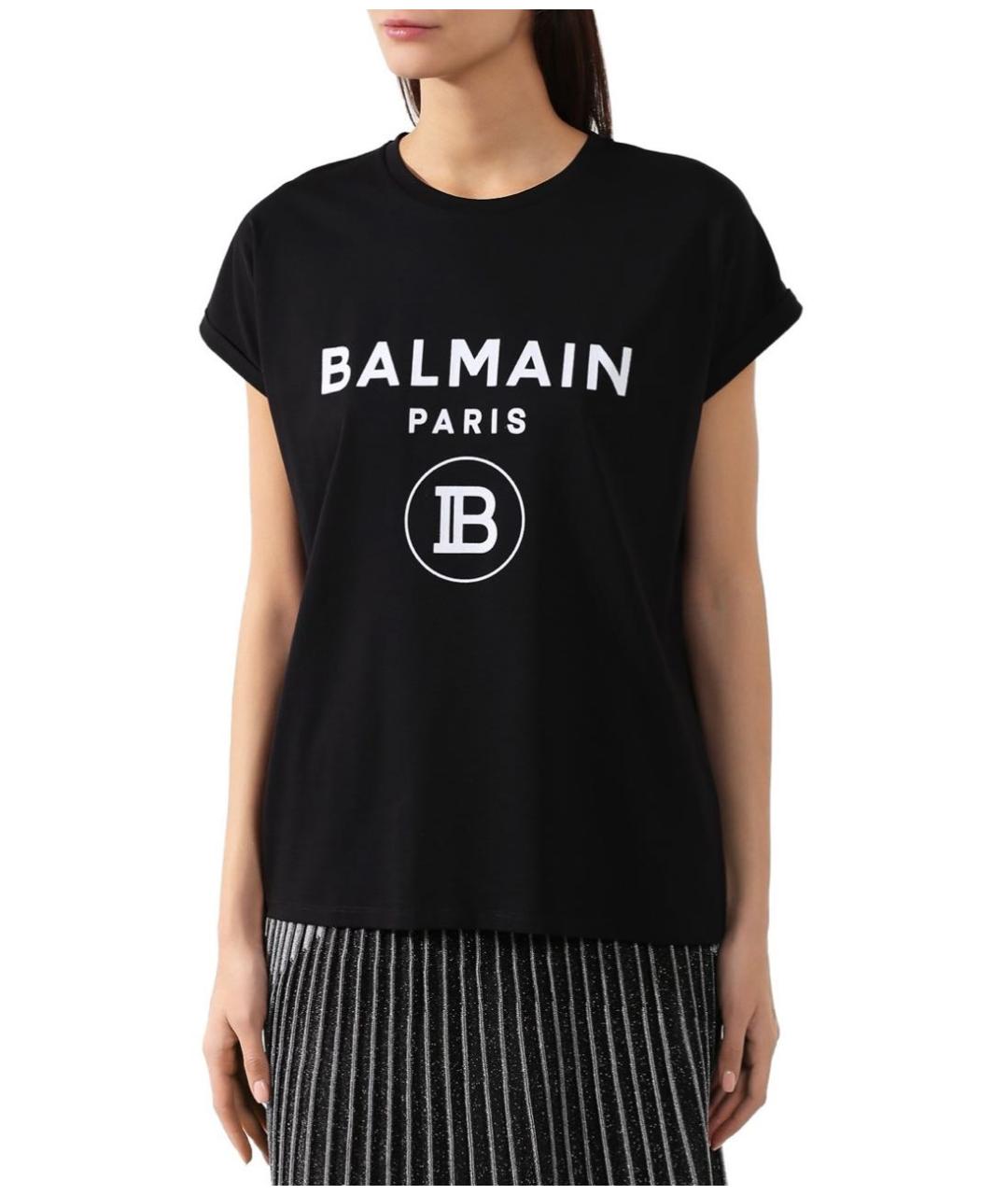 BALMAIN Черная хлопковая футболка, фото 7