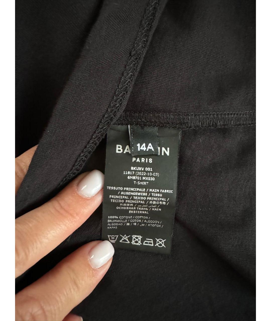BALMAIN Черная хлопковая футболка, фото 5