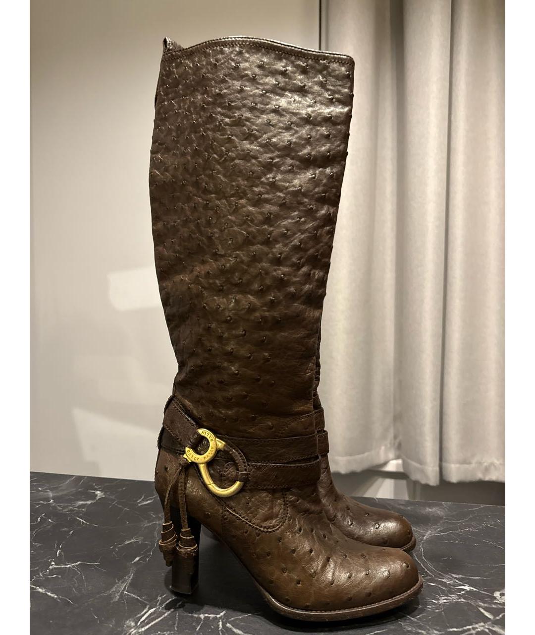 BALLY Коричневые сапоги из экзотической кожи, фото 7