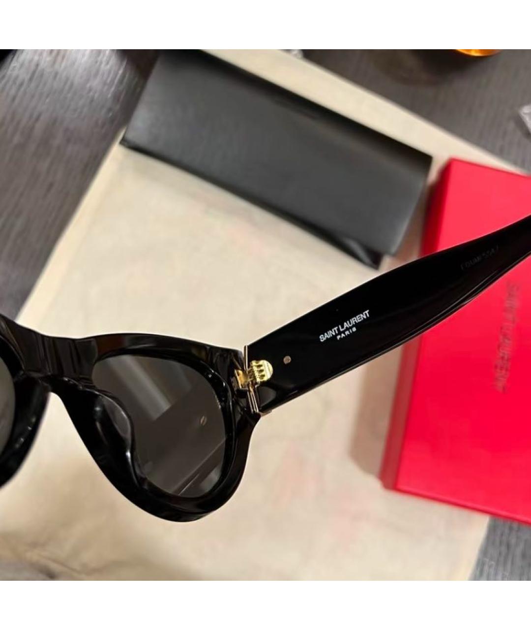 SAINT LAURENT Черные пластиковые солнцезащитные очки, фото 4