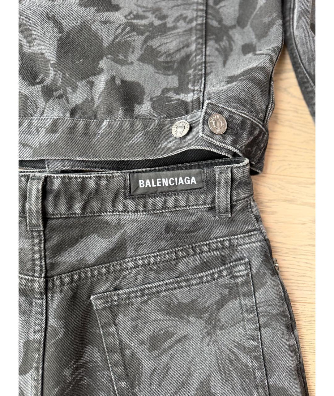 BALENCIAGA Антрацитовый хлопковый костюм с юбками, фото 5