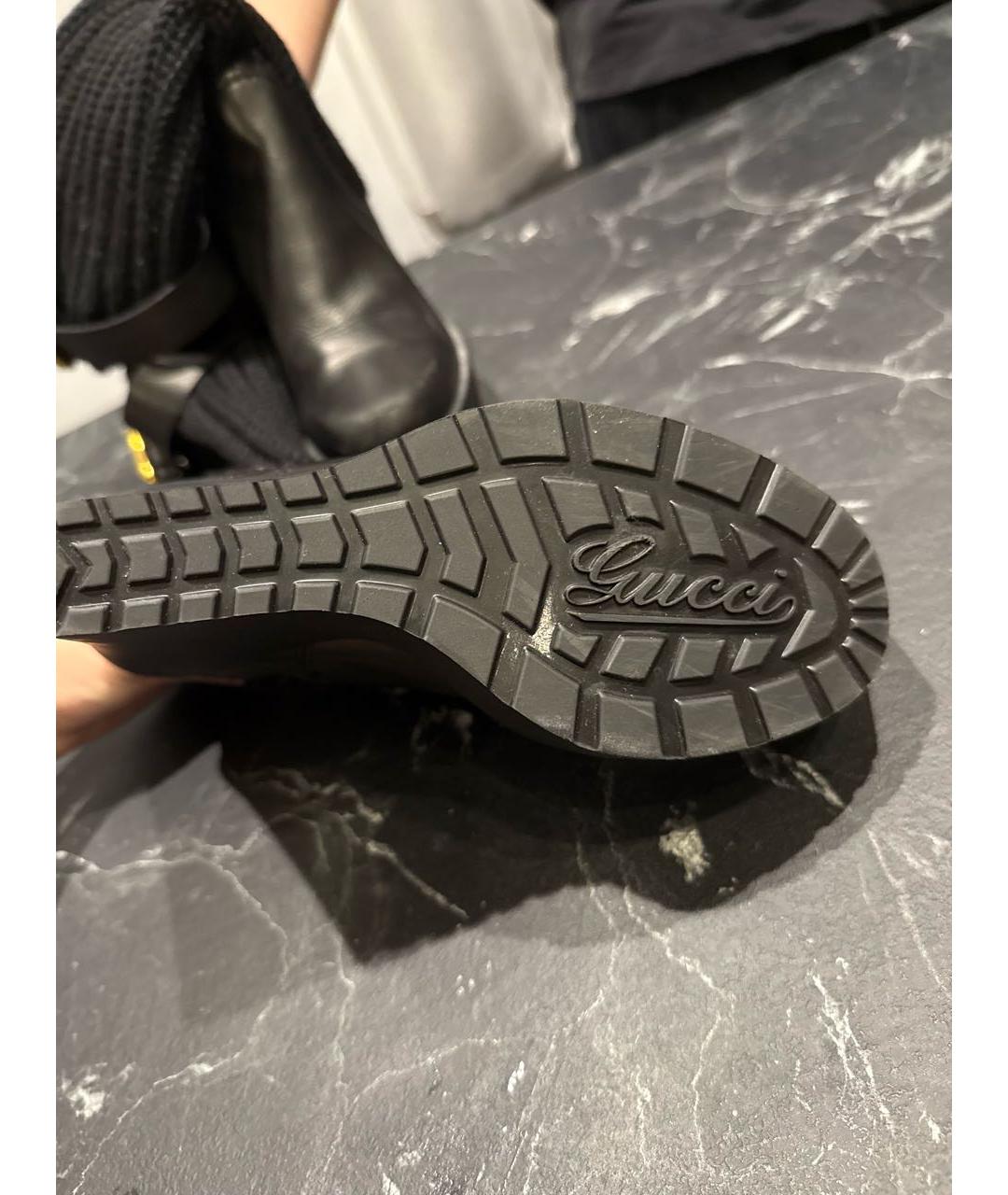 GUCCI Черные кожаные сапоги, фото 3