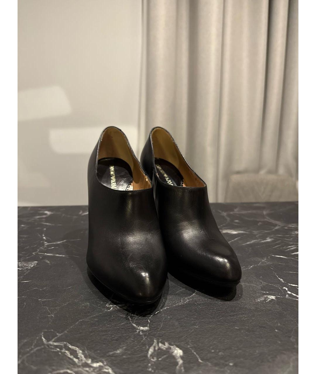 EMPORIO ARMANI Черные кожаные ботильоны, фото 2