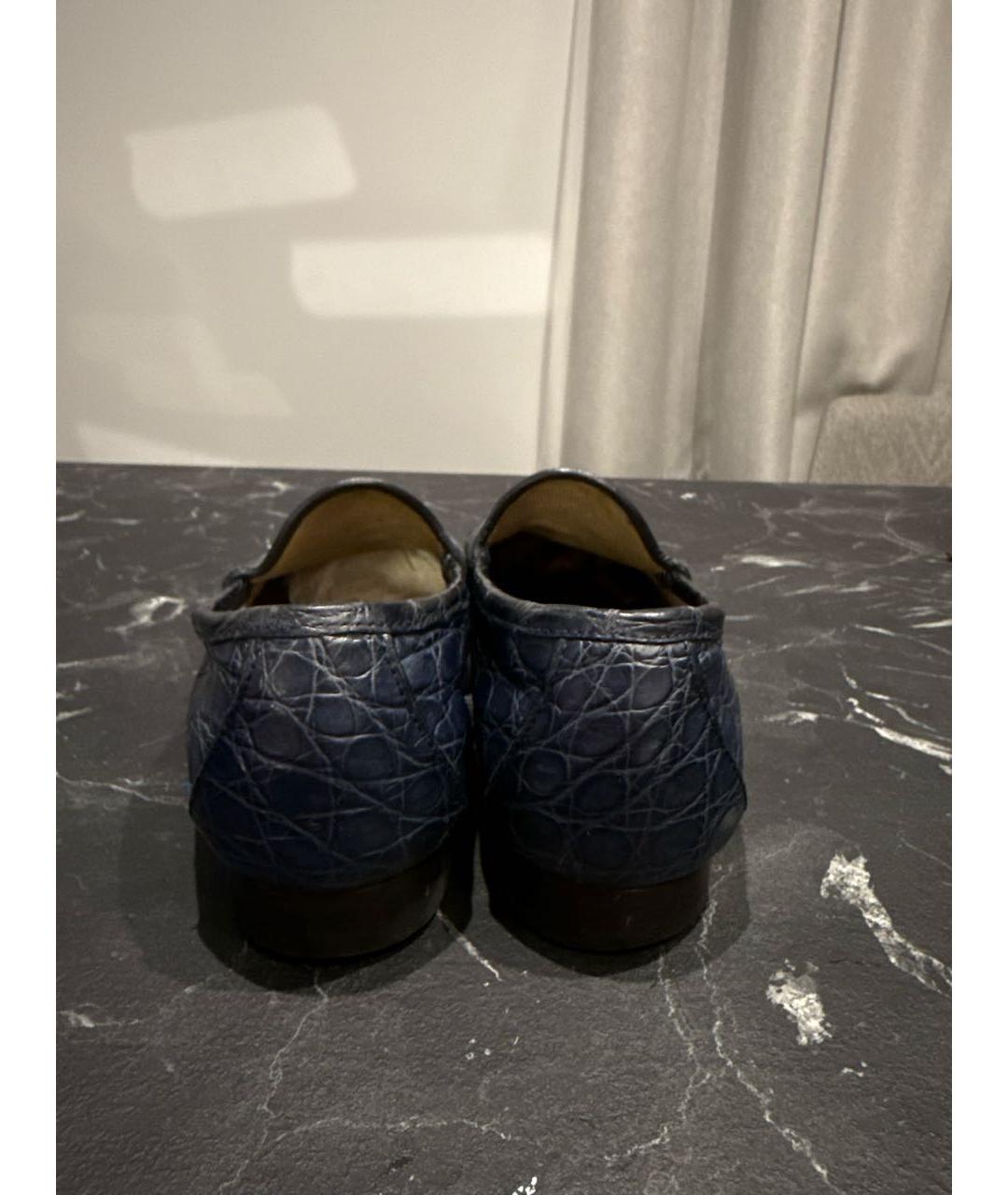 GUCCI Темно-синие лоферы из экзотической кожи, фото 4