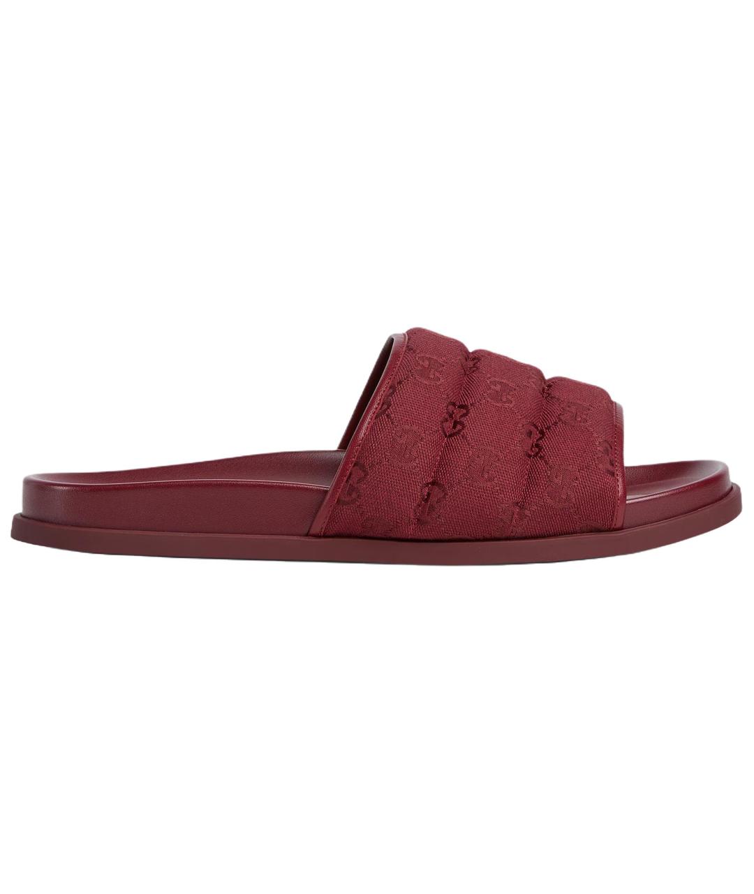GUCCI Бордовые шлепанцы, фото 1