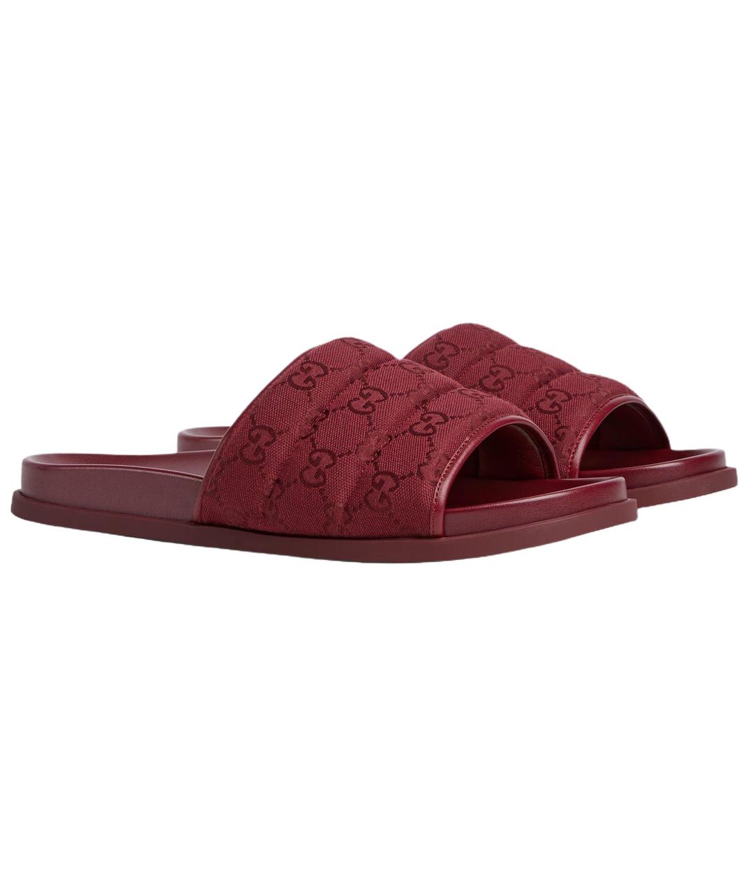 GUCCI Бордовые шлепанцы, фото 3