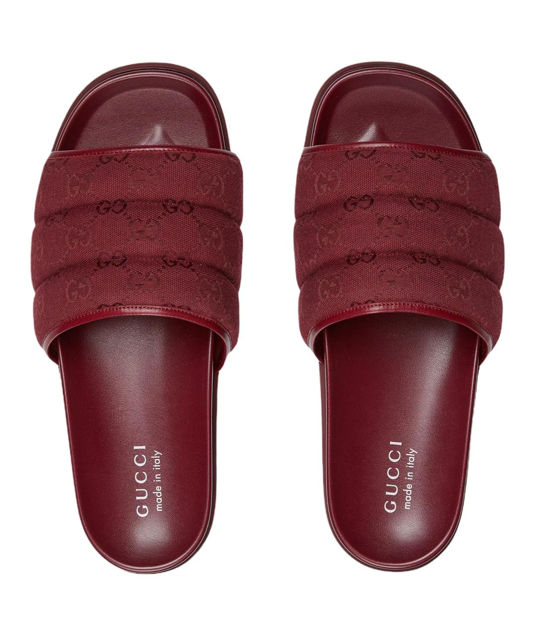 GUCCI Бордовые шлепанцы, фото 4