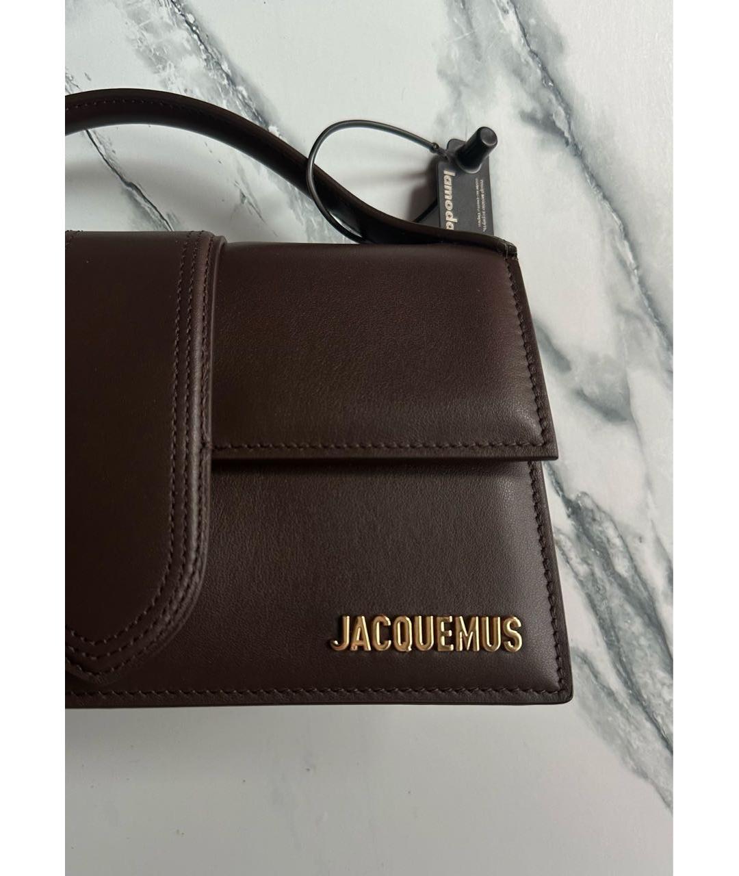 JACQUEMUS Коричневая кожаная сумка через плечо, фото 4