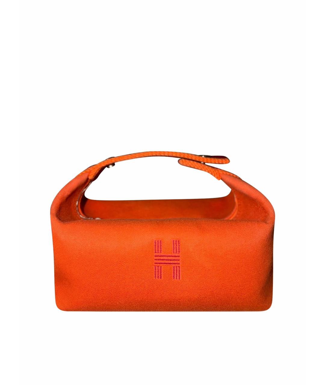 HERMES Оранжевая тканевая косметичка, фото 1