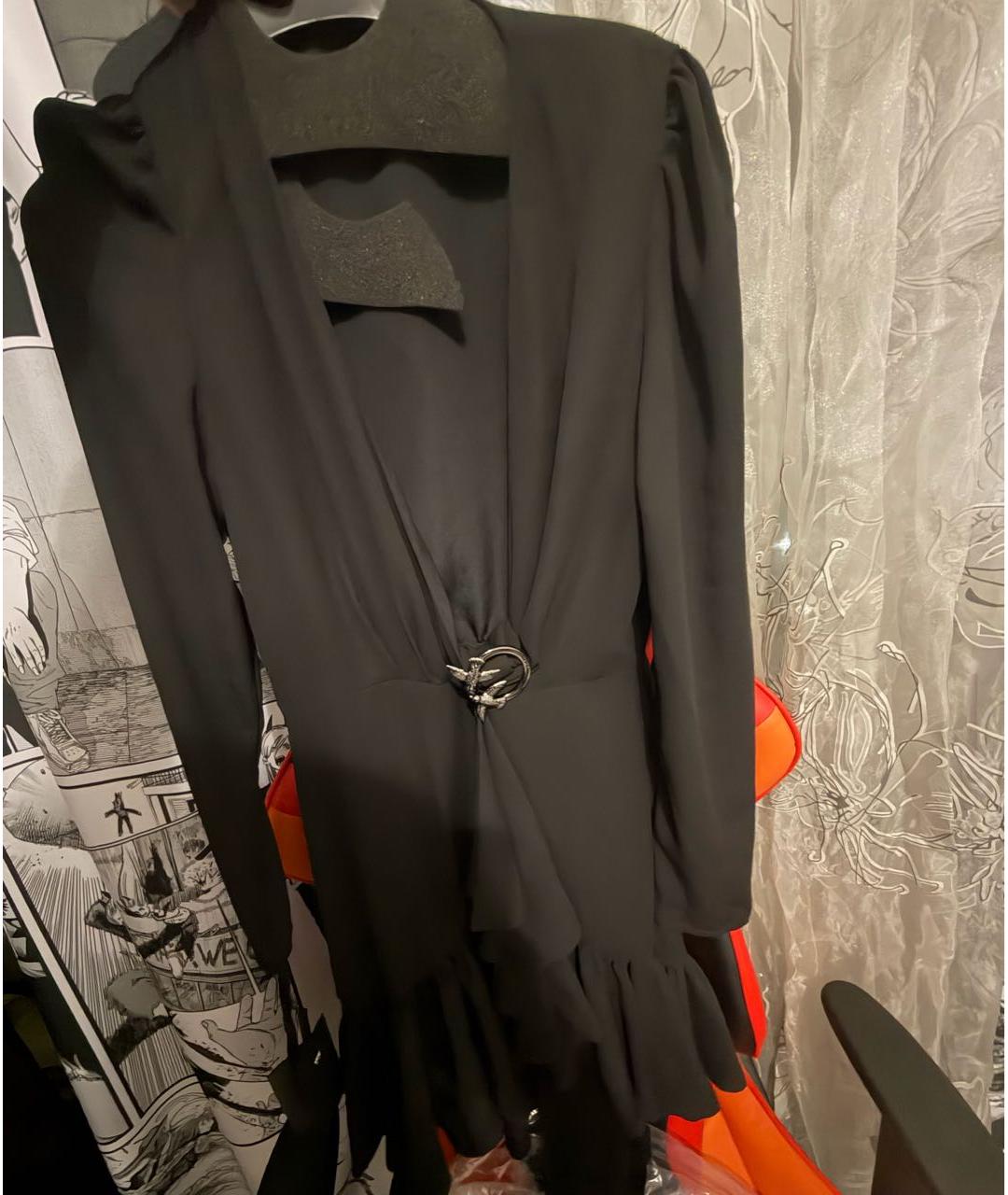 PINKO Черное полиэстеровое коктейльное платье, фото 5