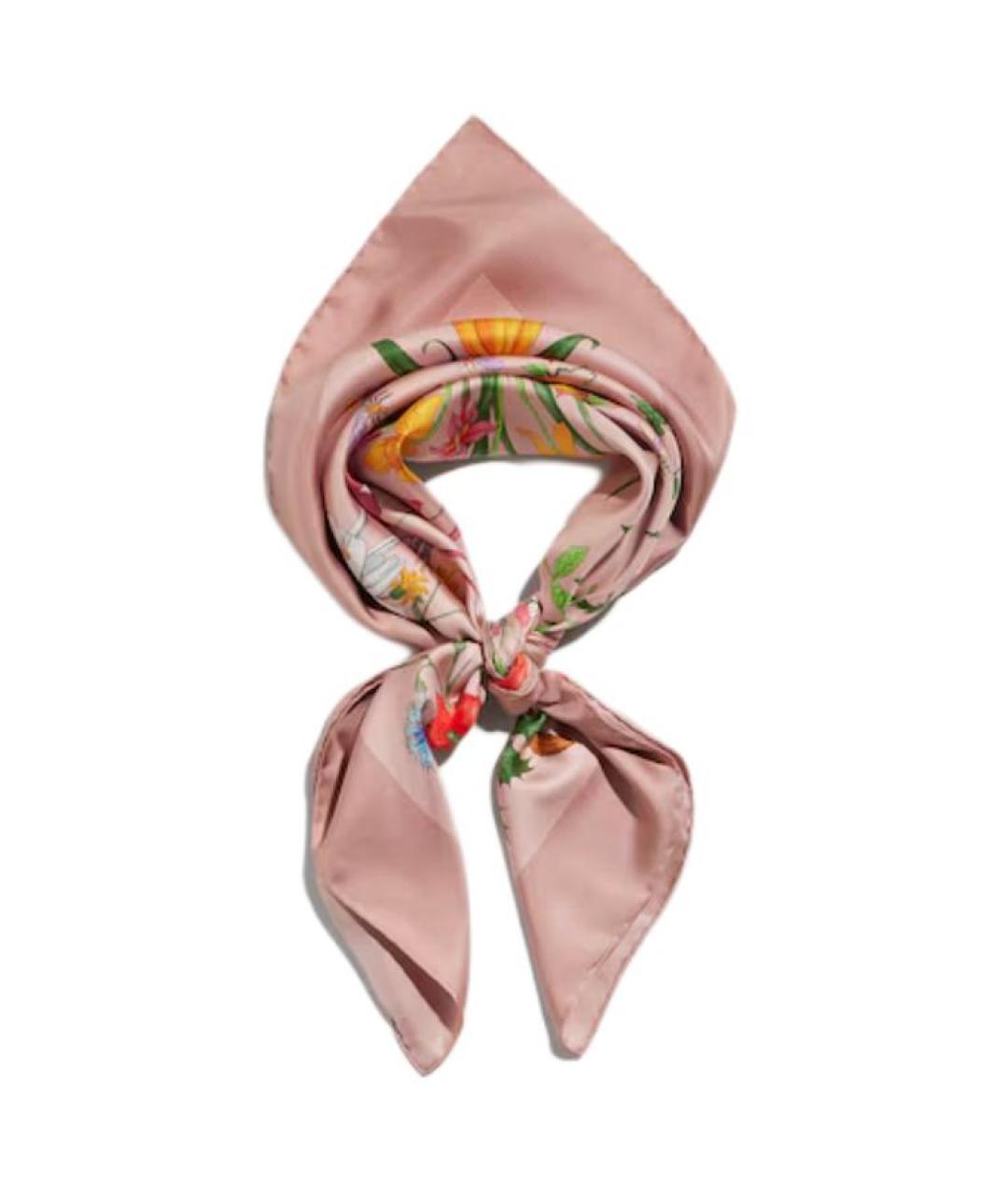 GUCCI Розовый шелковый шарф, фото 2