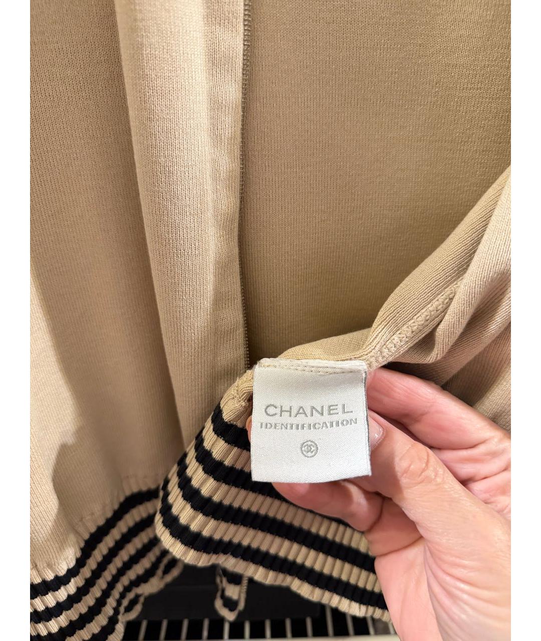 CHANEL Бежевая хлопковая спортивная куртка, фото 3