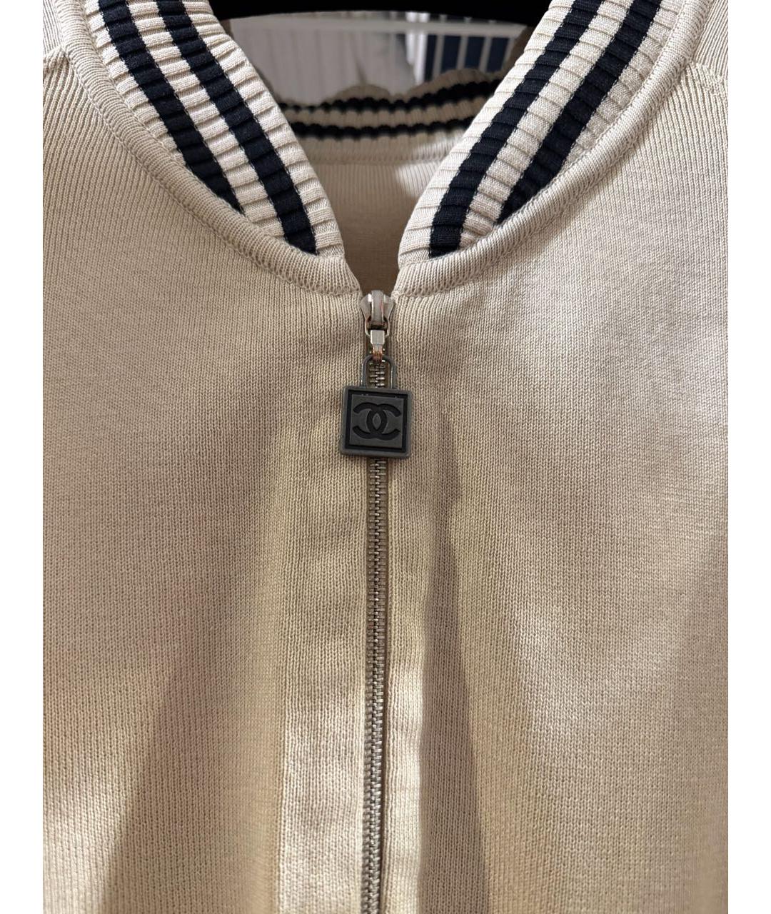 CHANEL Бежевая хлопковая спортивная куртка, фото 4