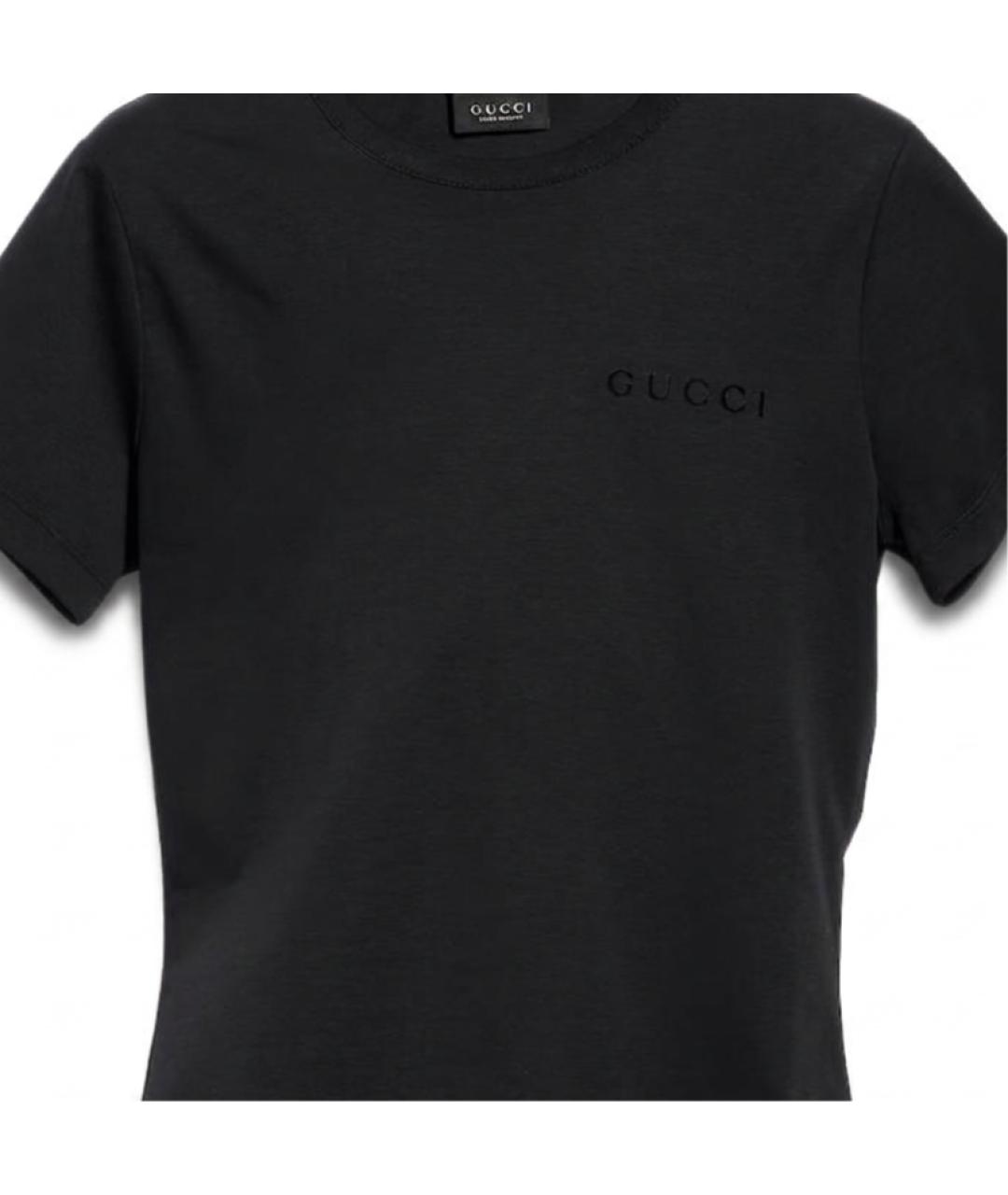 GUCCI Черная хлопковая футболка, фото 2