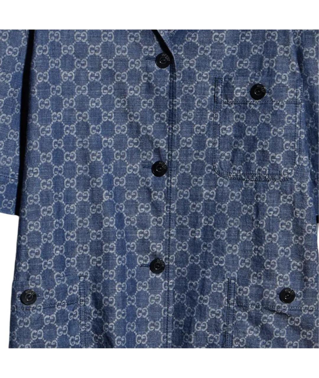 GUCCI Синяя хлопковая рубашка, фото 2