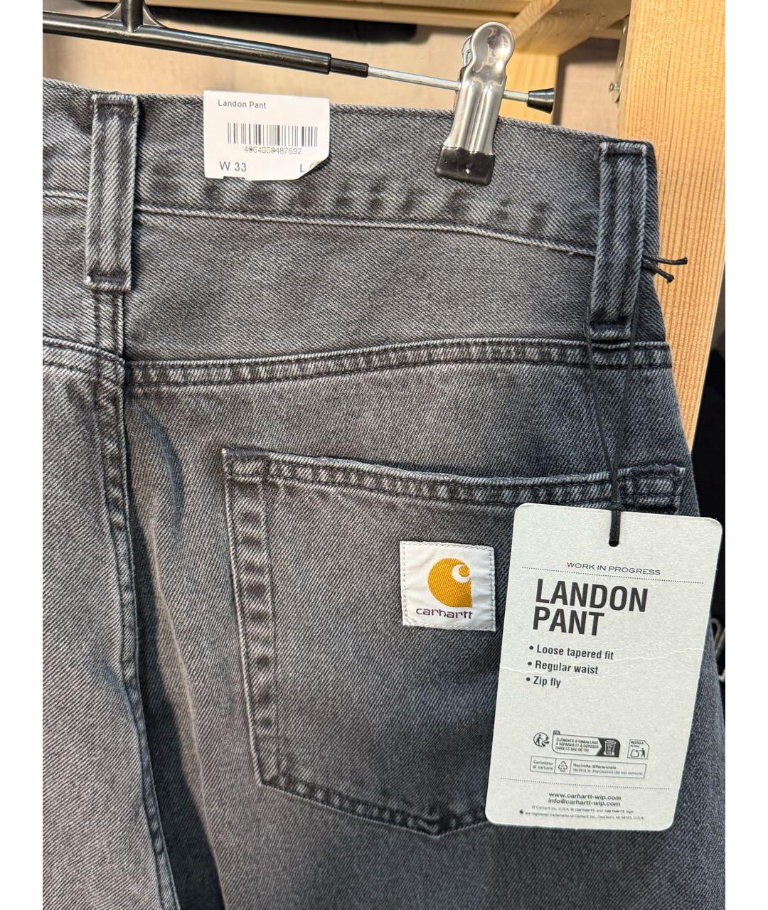 CARHARTT WIP Антрацитовые хлопко-полиэстеровые прямые джинсы, фото 3