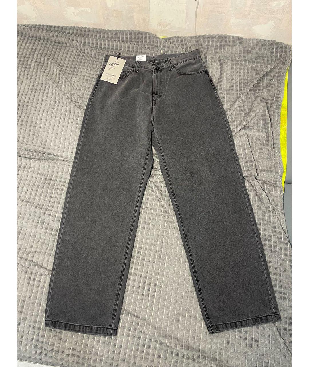 CARHARTT WIP Антрацитовые хлопко-полиэстеровые прямые джинсы, фото 2