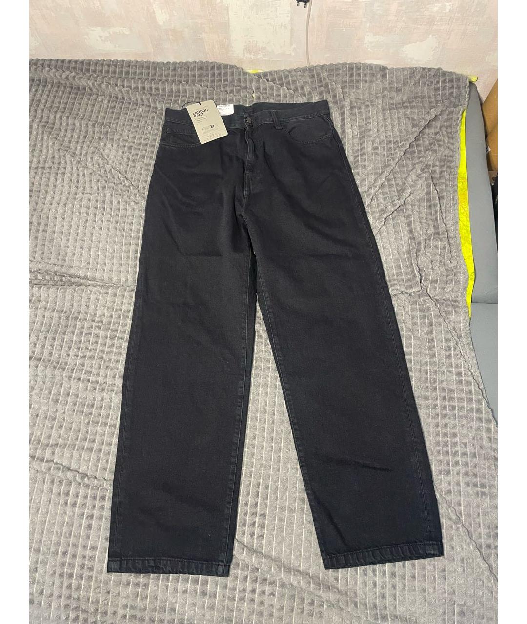 CARHARTT WIP Темно-синие хлопко-полиэстеровые прямые джинсы, фото 2